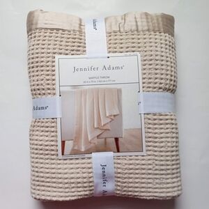 Jennifer Adams Waffle Throw Blanket 100% Cotton Cream 60 "x 70" Soft Cozy NWT